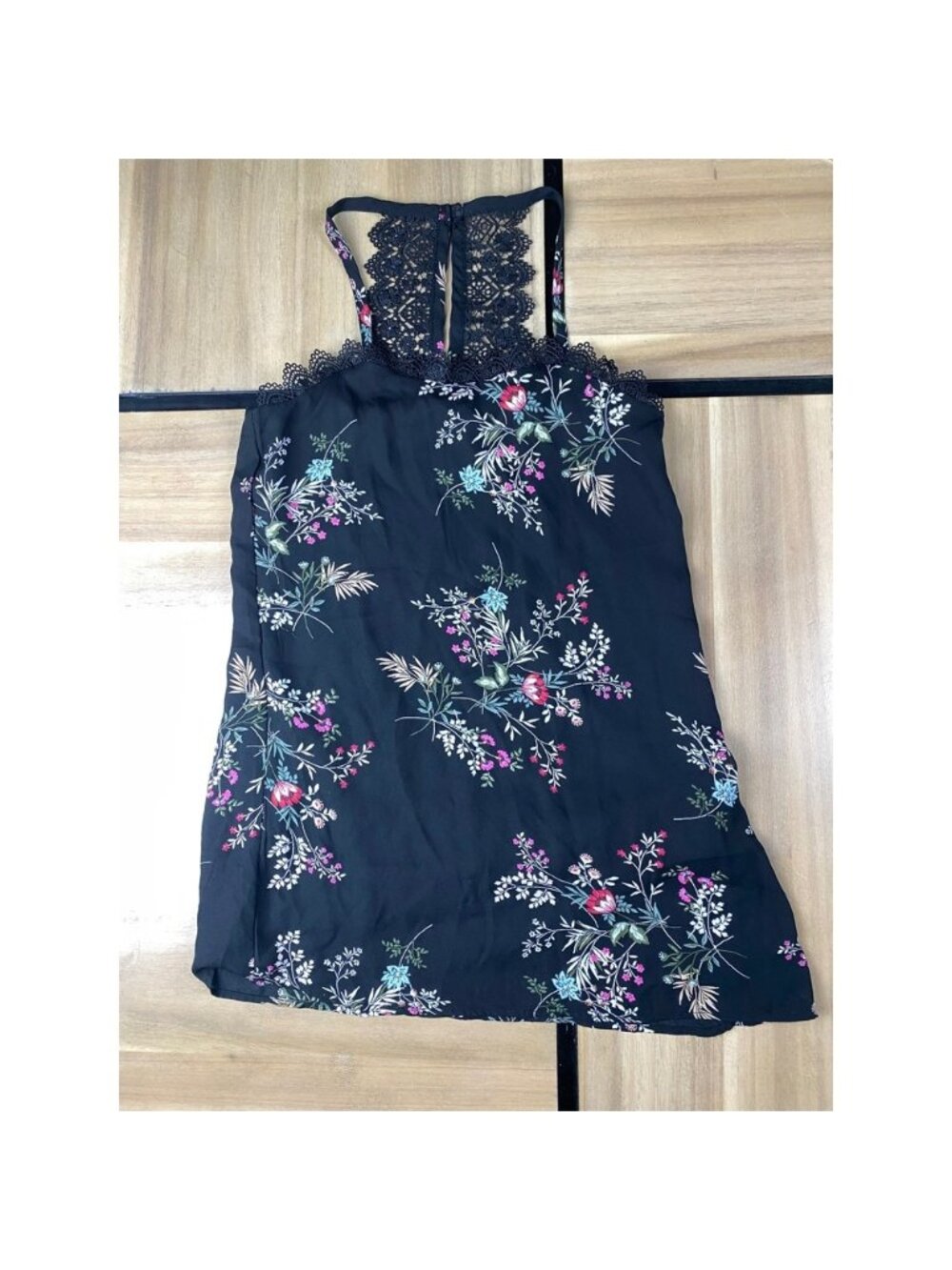 Rare Editions Floral Lace Trim Tank Top Sleeveless‎ Casual Black Size 14